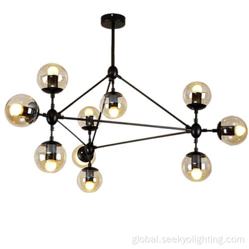 Nordic Pendant Light Vintage multi glass black metal chandelier Manufactory